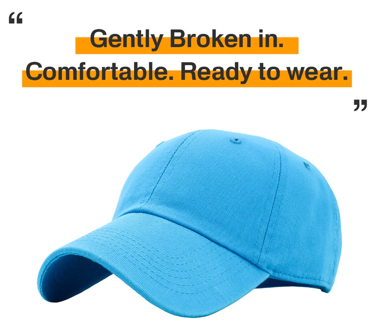 Aqua Blue Low Profile Baseball Cap Front Side View